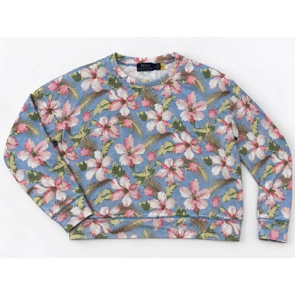 Pre-owned Polo Ralph Lauren Floral Cropped Sweater – Women’s L